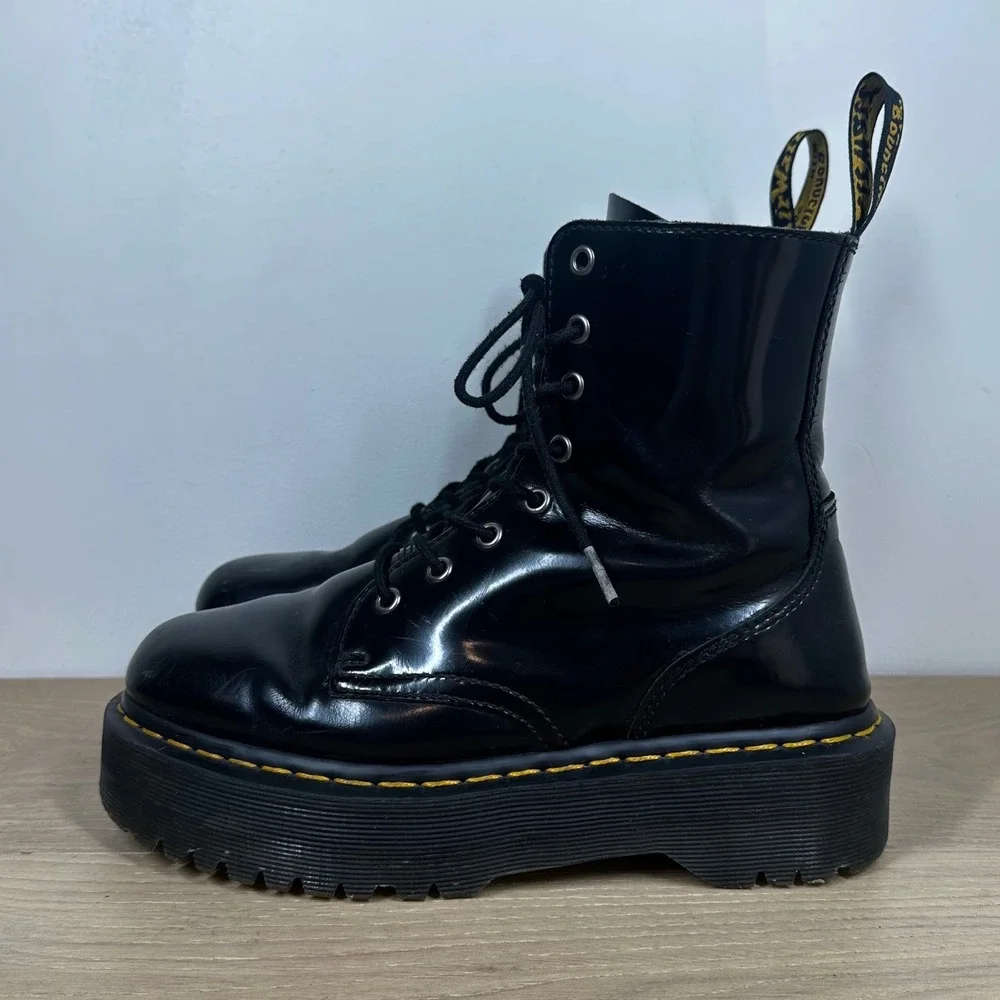 Dr. Martens Jadon Boots Men 7 Women 8 Black Patent Leather Platform Combat